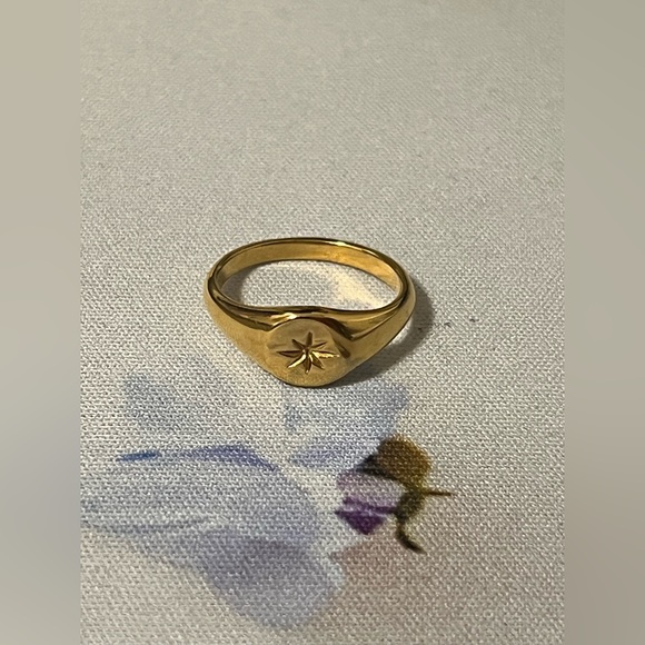 Gold Star Signet Ring - Picture 3 of 3